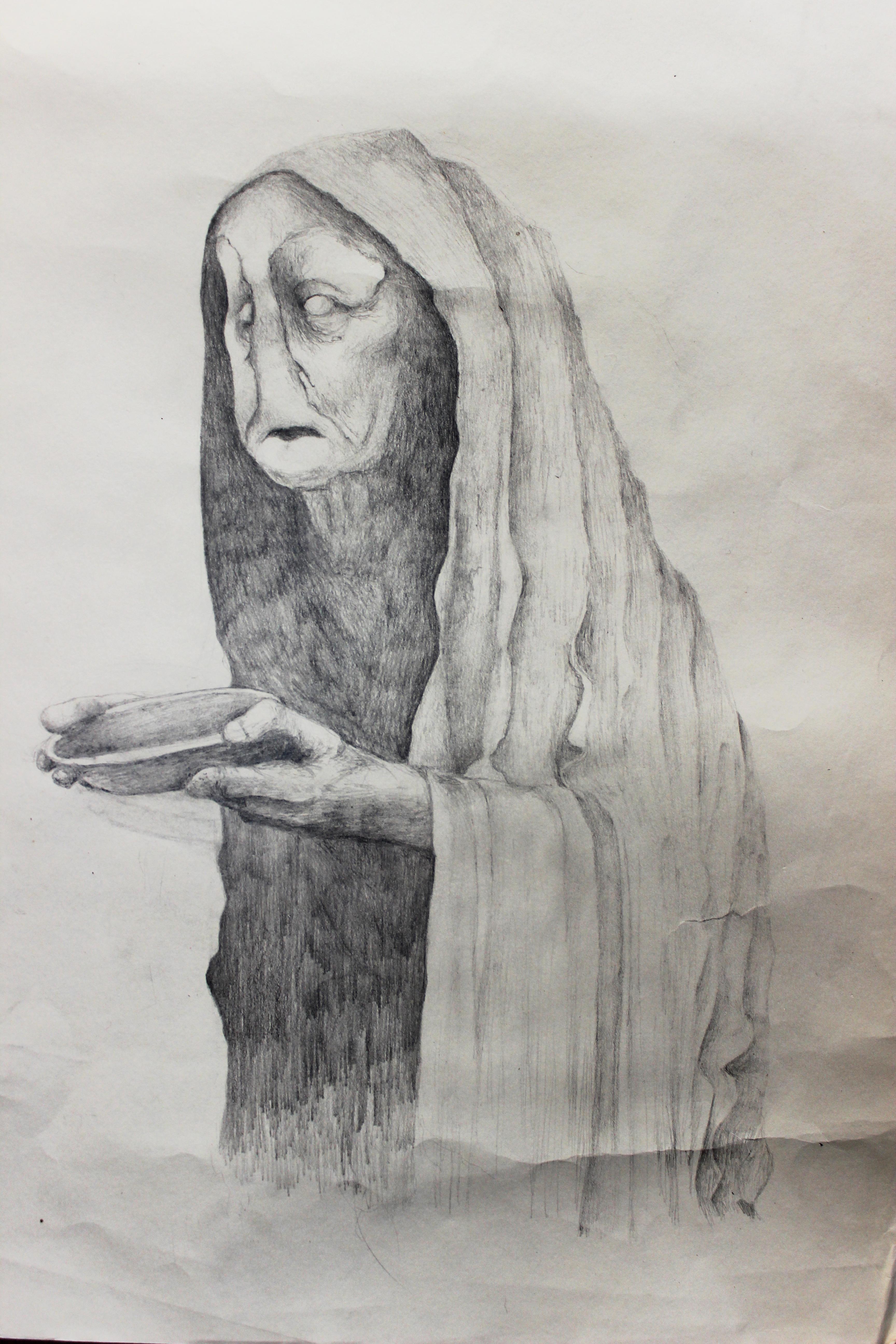 3456x5184 the beggar, pencil on paper drawing - Beggar Drawing