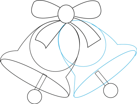450x342 how to draw christmas bells and bow step - Bell Drawing