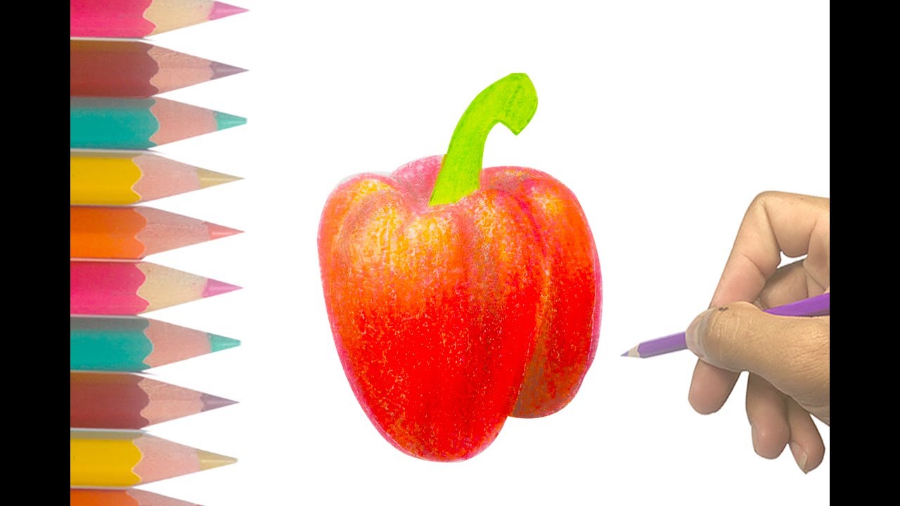 1280x720 how to draw red bell peppers drawing of pepper hd - Bell Pepper Drawing