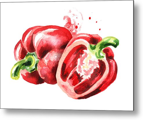 493x414 red bell peppers watercolor hand drawn illustration, isolated - Bell Pepper Drawing