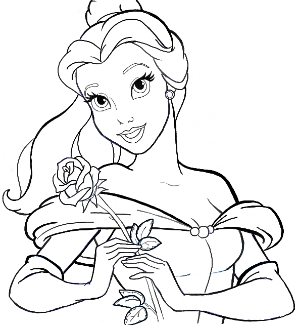 588x642 belle lineart beauty and the beast for free download - Belle Drawing