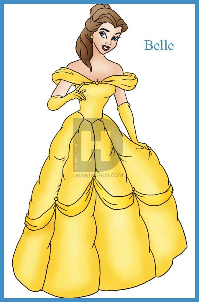 675x1025 how to draw belle, step - Belle Drawing