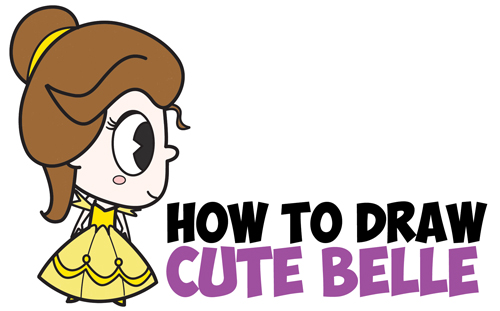 500x311 how to draw cute kawaii chibi belle from beauty and the beast easy - Belle Drawing