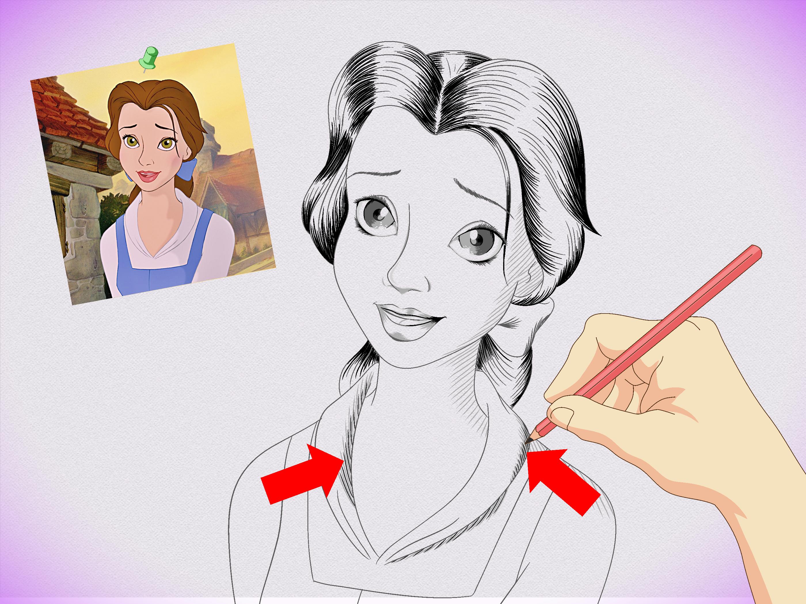 2800x2100 how to draw a realistic portrait of belle steps - Belle Drawing