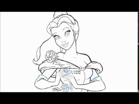 480x360 how to draw belle the princess from beauty and the beast step - Belle Princess Drawing