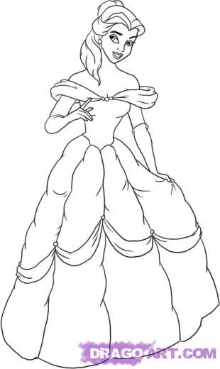 310x520 how to draw belle! all things beauty and the beast disney - Belle Princess Drawing