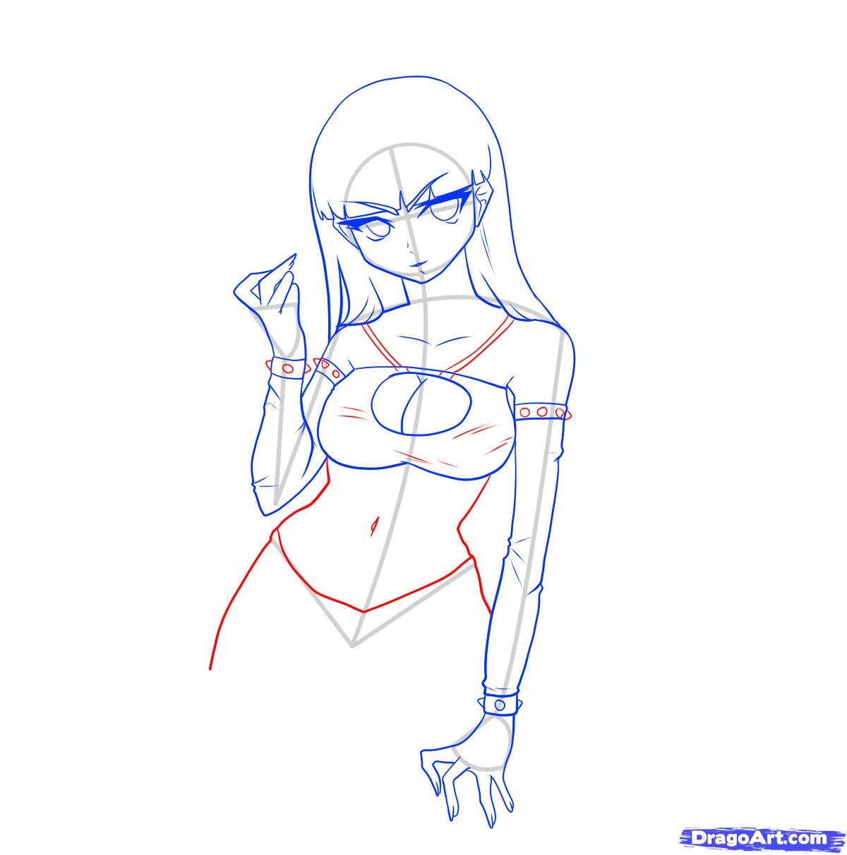 1200x1212 How To Draw An Anime Devil Girl, Anime Devil Girl, Step - Belly Button Drawing