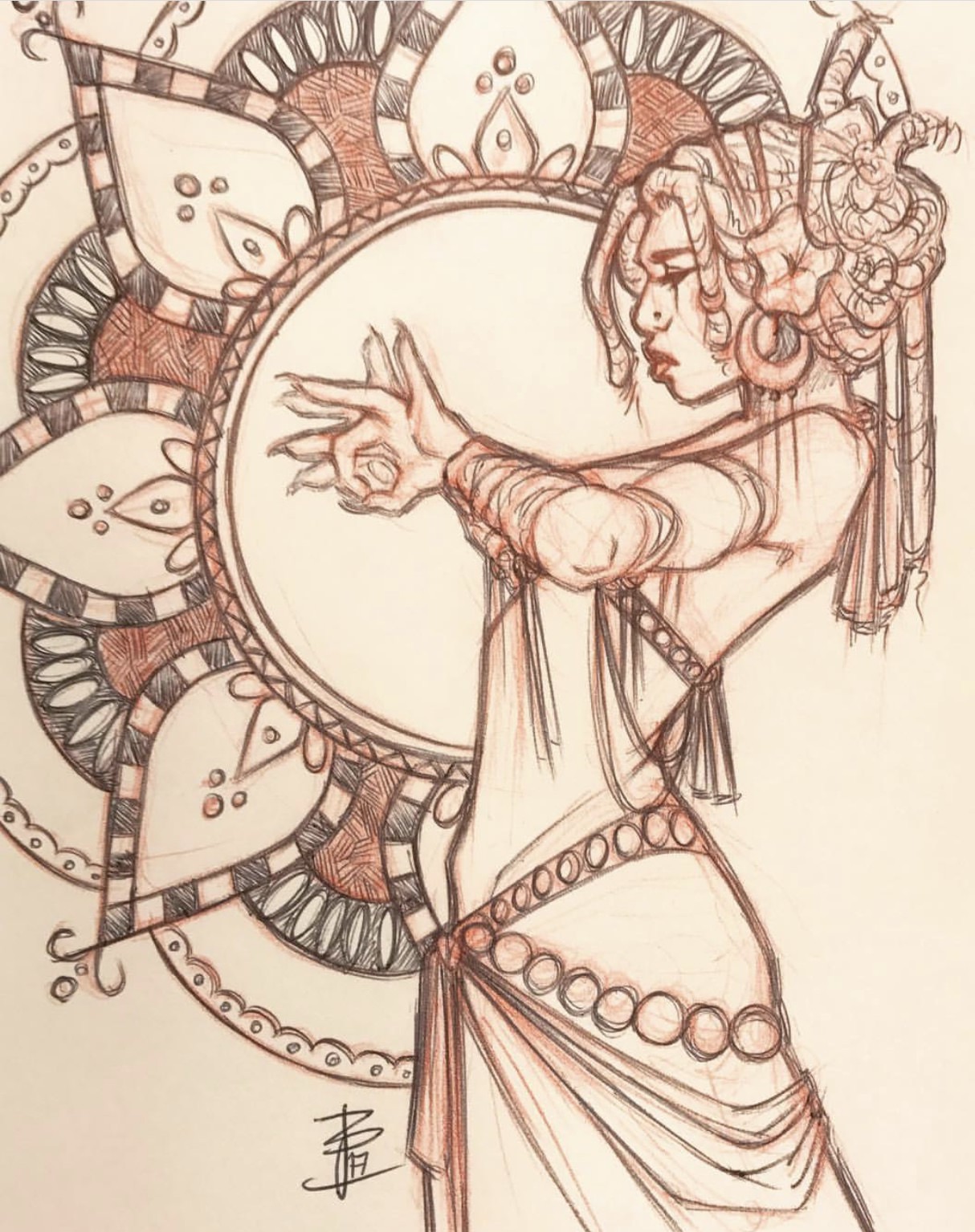 1214x1535 belly dancer series - Belly Dancer Drawing