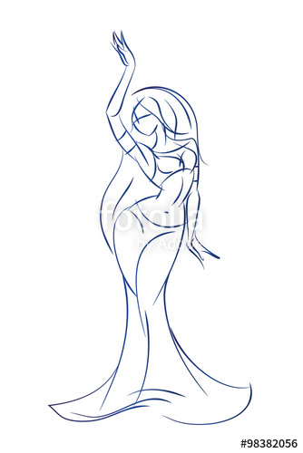 334x500 belly dancer figure gesture sketch line drawing stock image - Belly Dancer Drawing