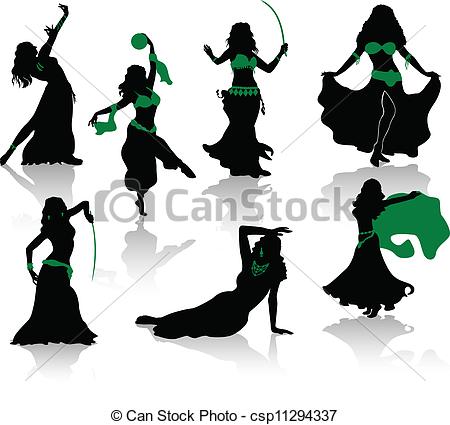 450x425 belly dance silhouettes of beauty dancers - Belly Dancer Drawing