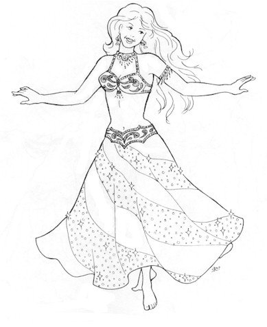 389x476 suzanna's swirl skirt pattern - Belly Dancer Drawing