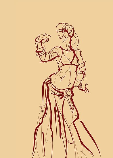 393x550 tribal fusion belly dancer dynamic gestures sketch drawing - Belly Dancer Drawing