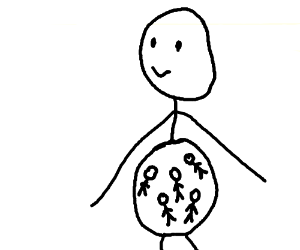 300x250 larger stick man wlittle stick ppl in belly drawing - Belly Drawing