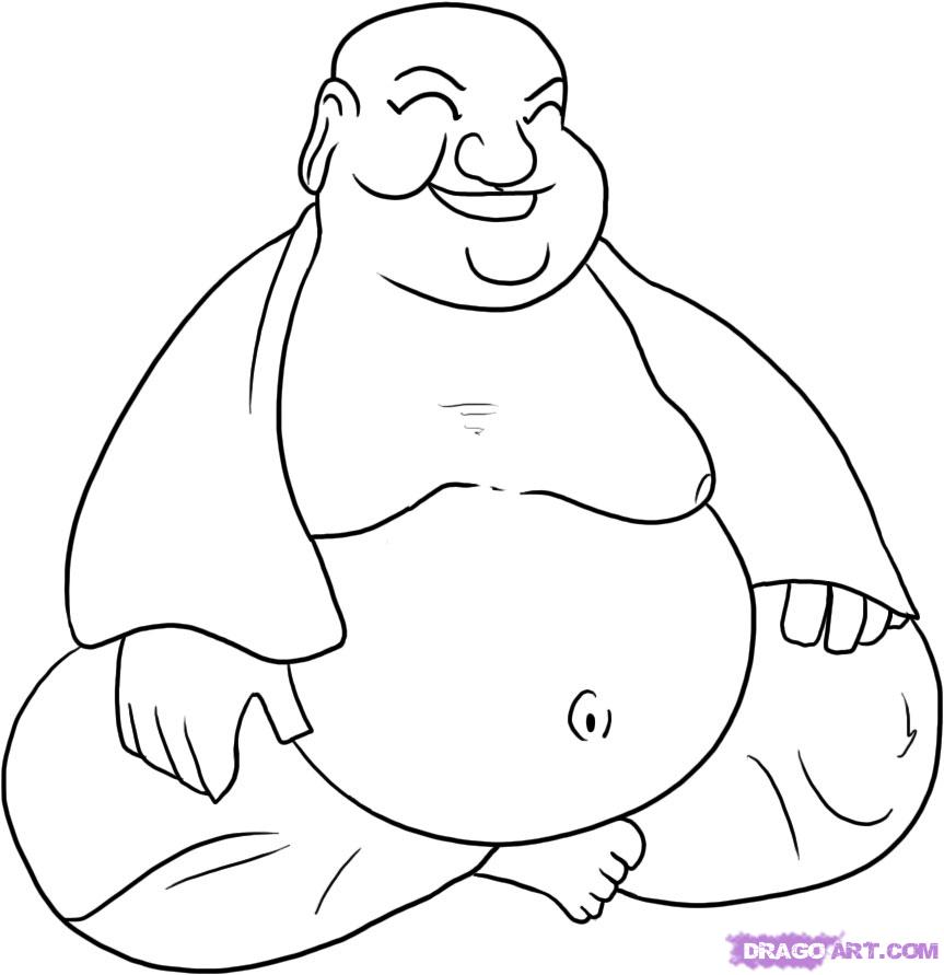 863x891 step how to draw a buddha big belly style - Belly Drawing