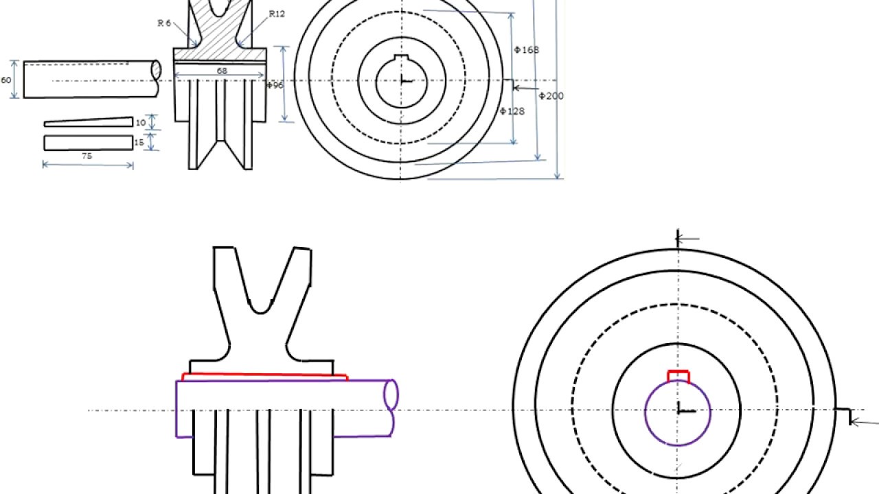 1280x720 assembly drawing of v belt pulley - Belt Drawing
