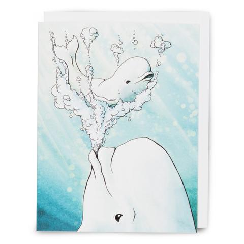 480x480 mama + baby beluga whale card serious creatures - Beluga Whale Drawing