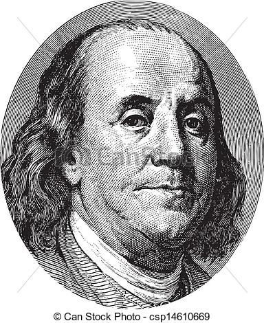 384x470 Benjamin Franklin Portrait From Us Dollar Bill - Ben Franklin Drawing