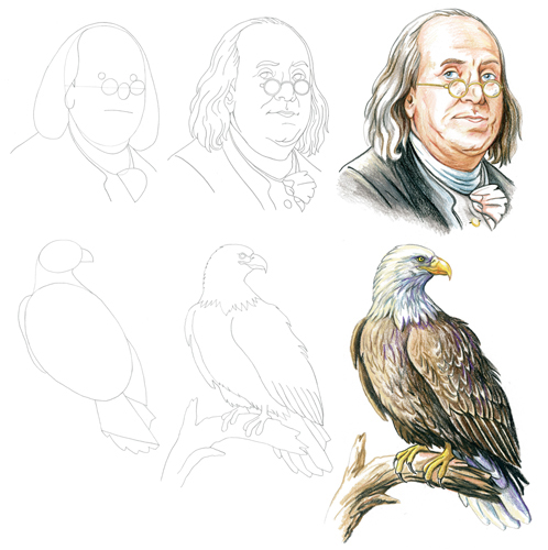 498x500 Maury Illustrates - Ben Franklin Drawing