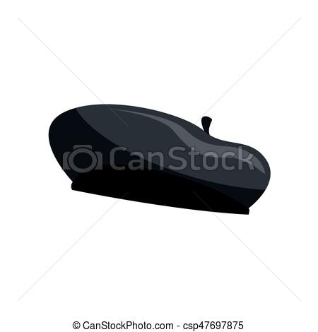 450x470 black silhouette of french beret vector illustration isolated - Beret Drawing