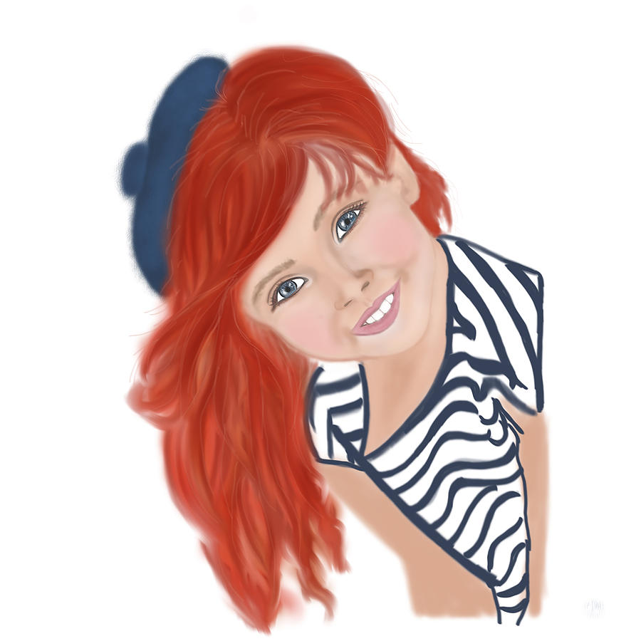 900x900 drawing the girl in the blue beret drawing - Beret Drawing