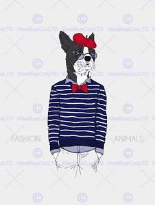 226x300 painting drawing fashion animals french bulldog beret art print - Beret Drawing