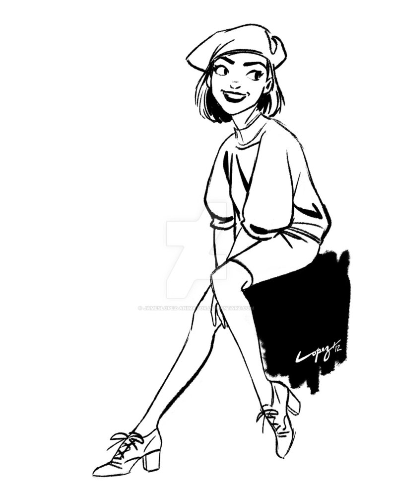 792x1008 beret girl - Beret Drawing