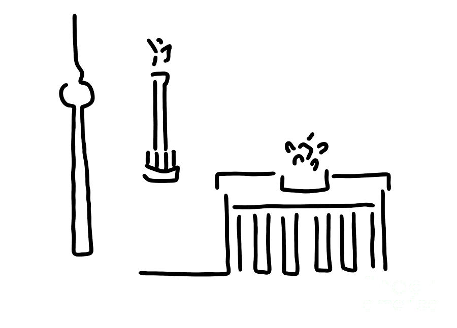 900x647 Berlin Gate Tower Drawing - Berlin Drawing