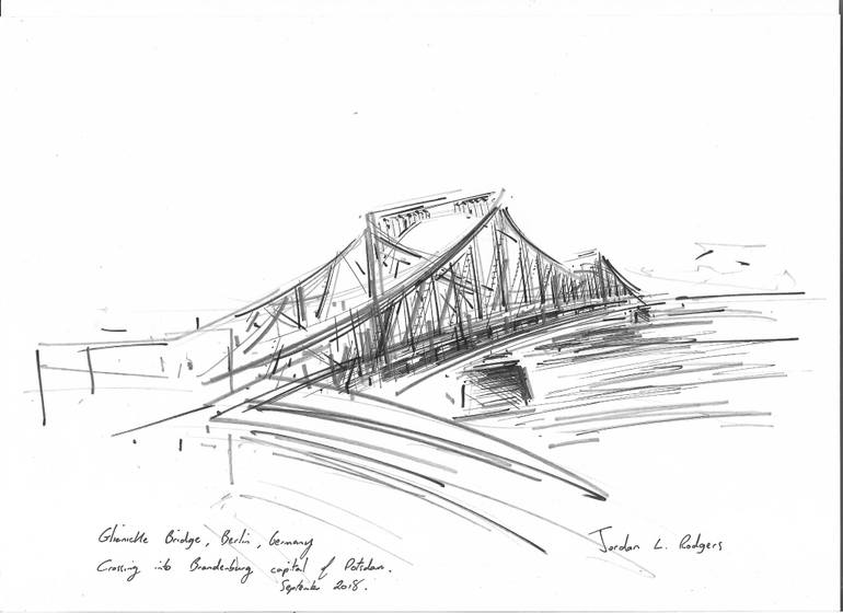 770x560 Glienicke Bridge, Berlin, Germany Drawing - Berlin Drawing