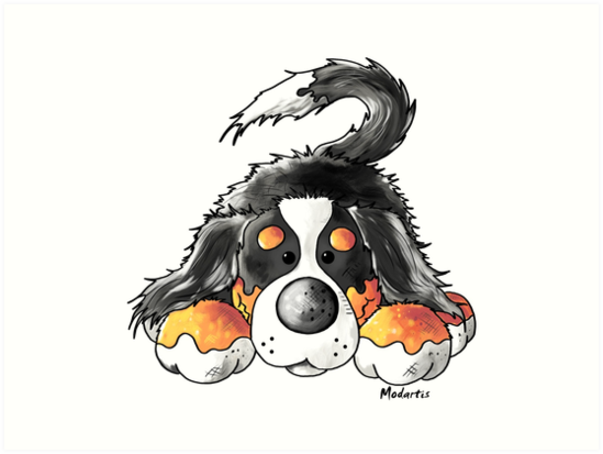 549x413 Cute Bernese Mountain Dog Puppy Cartoon Art Prints - Bernese Mountain Dog Drawing