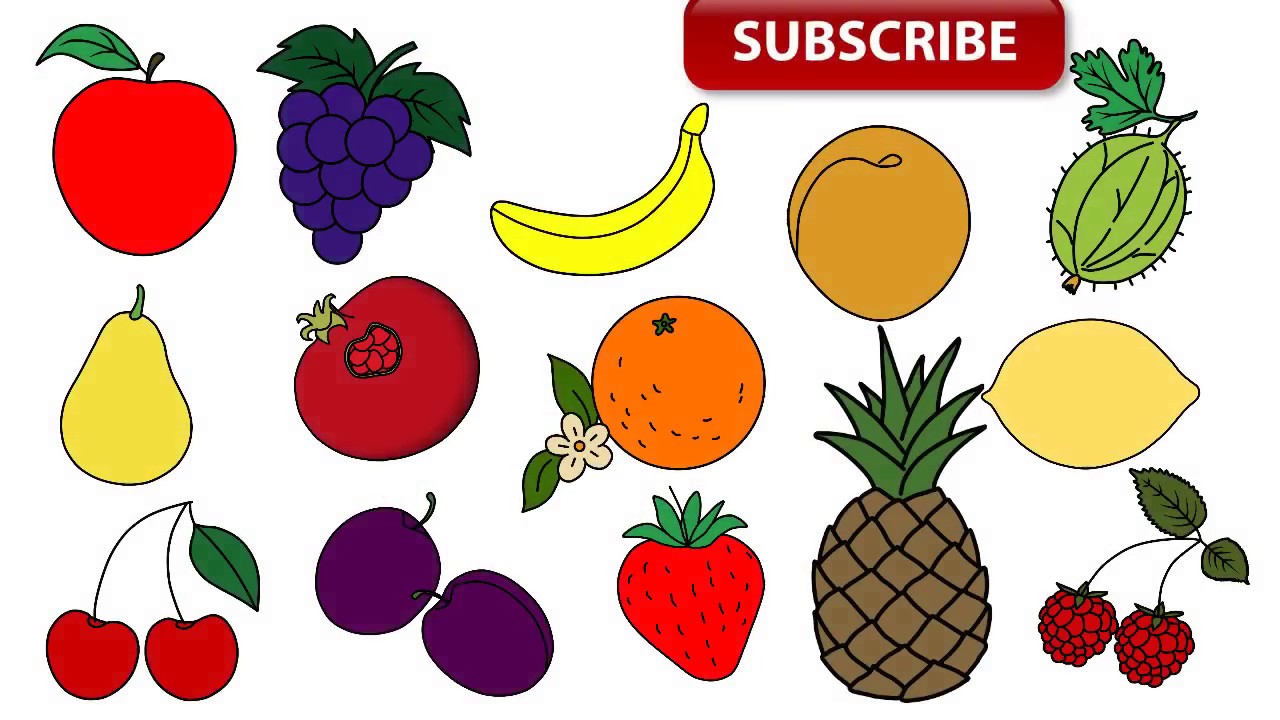 1280x720 super mixed coloring pages drawing for kids fruits and berries how - Berries Drawing