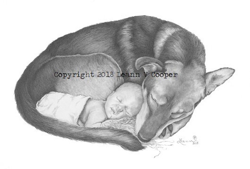 794x538 Nativity Drawing Of A Dog And Baby Jesus Print Best Etsy - Best Christmas Drawings
