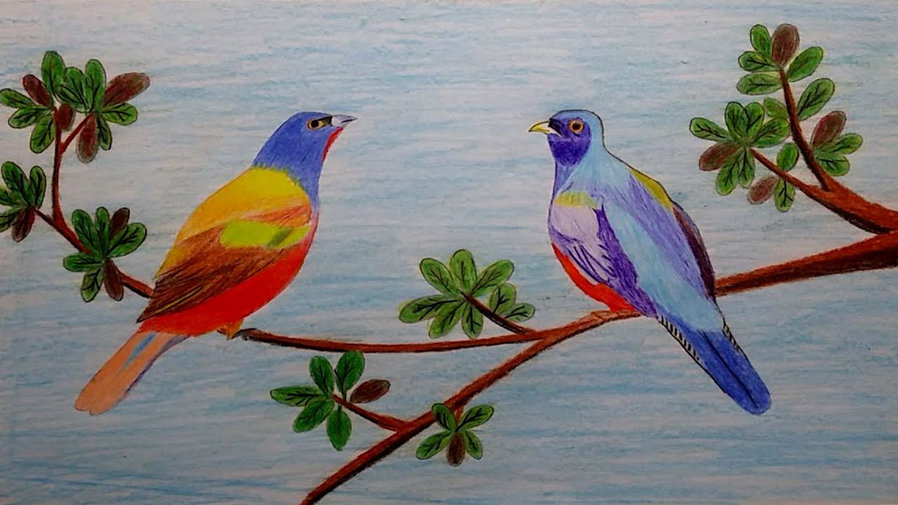 1280x720 How To Draw One Pair Of Birds A Best Drawing Lessons For Kids - Best Drawing For Kids