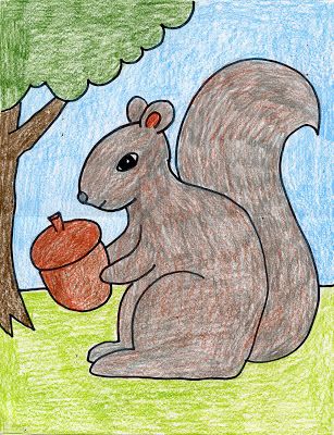 307x400 Squirrel Art - Best Drawing For Kids