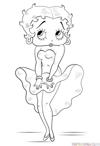 394x575 How To Draw Betty Boop Step - Betty Boop Drawings