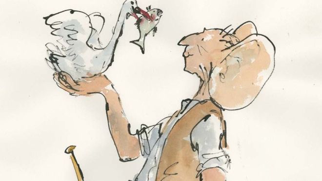 660x371 sir quentin blake inks bfg and swan drawing for bowes museum - Bfg Drawing