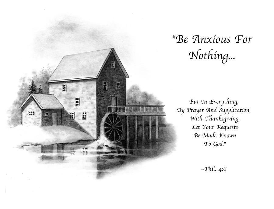 900x688 old mill in pencil with bible verse drawing - Bible Drawing