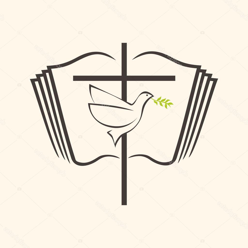 1024x1024 best stock illustration open bible dove cross holy drawing - Bible Drawing