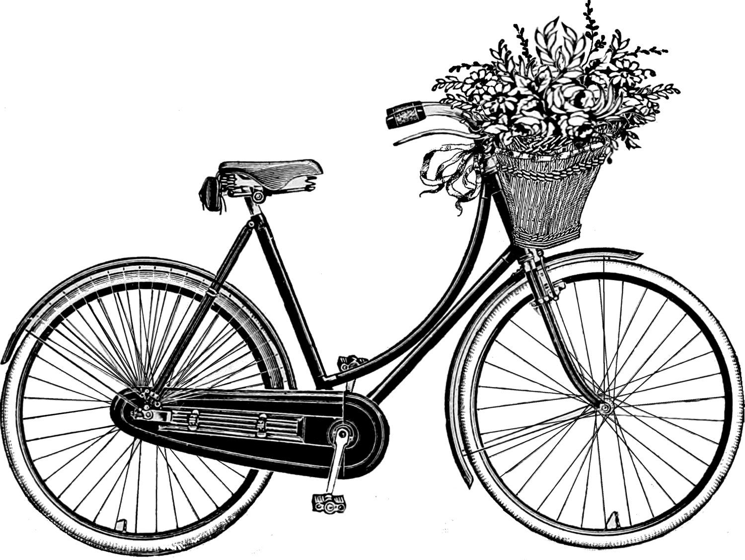 1500x1127 vintage bicycle with basket drawing bikes bicycle drawing - Bicycle Drawing