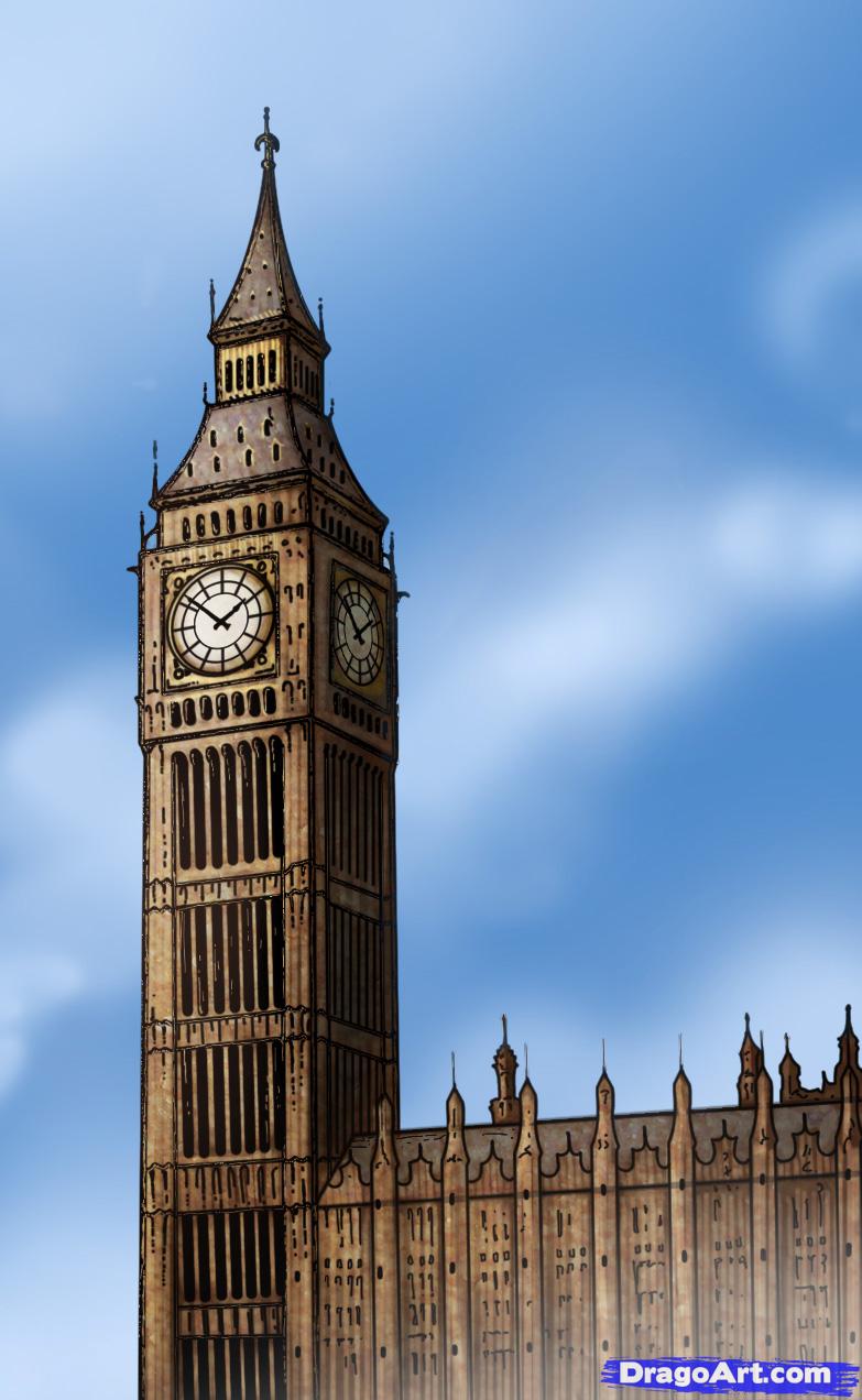 783x1272 how to draw big ben, step - Big Ben Drawing