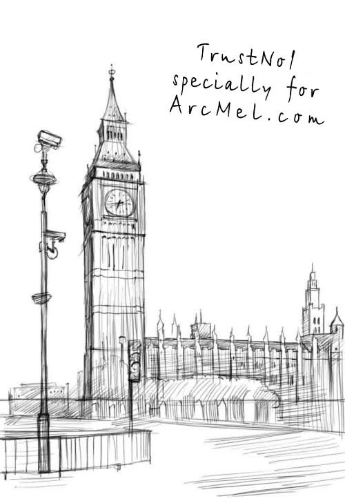 500x729 how to draw big ben step art drawings, watercolor sketch - Big Ben Drawing