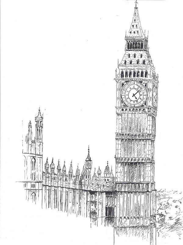 Big Ben Drawing at PaintingValley.com | Explore collection of Big Ben ...