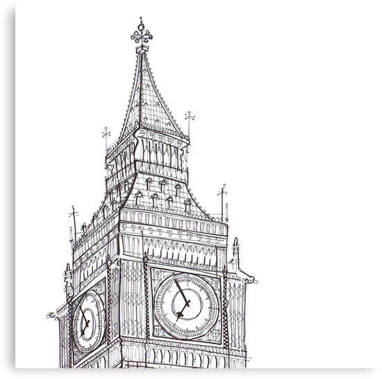 550x545 big ben line drawing metal print - Big Ben Drawing