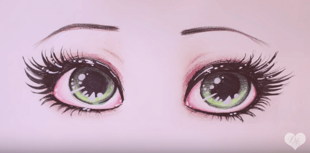 620x306 How To Draw Big Green Eyes - Big Eyes Drawing