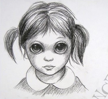 366x333 Margaret Keane Big Eyes Original Screen Used Prop Drawing - Big Eyes Drawing