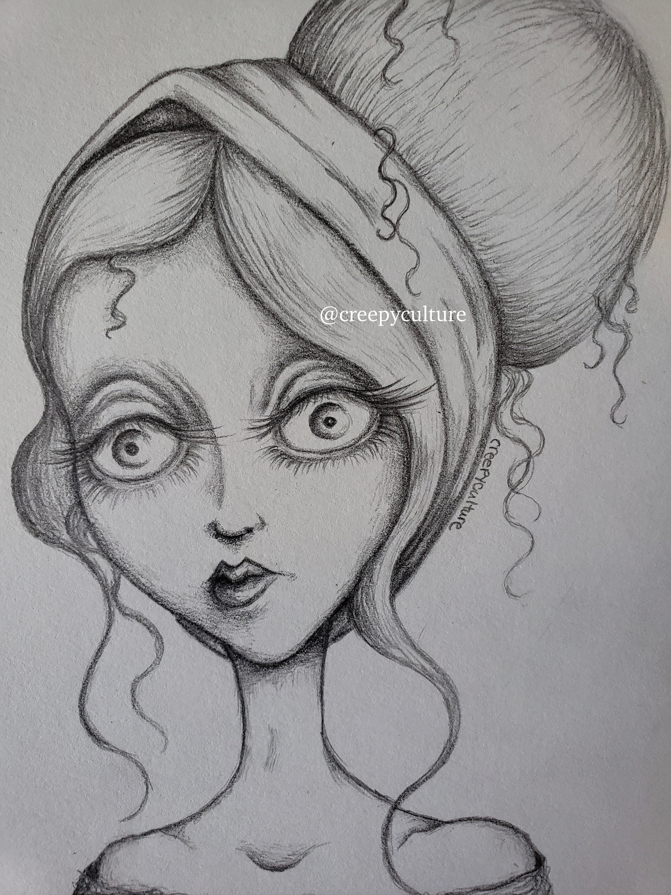 2250x3000 Original Spooky Big Eyes Quirky Pencil Drawing Etsy - Big Eyes Drawing