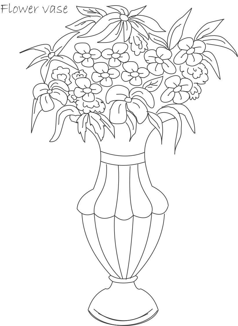 821x1121 Big Flower Pot Drawing - Big Flower Drawing