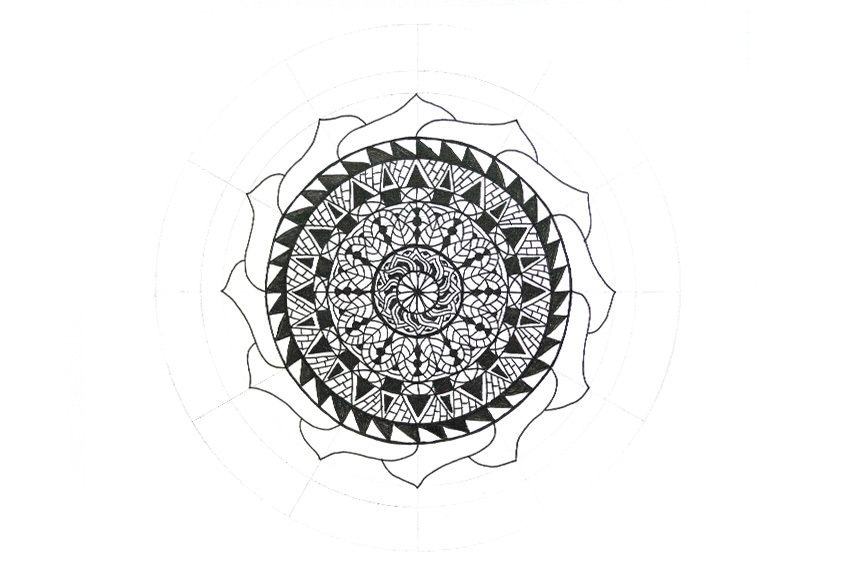 850x587 art therapy how to draw a mandala - Big Flower Drawing