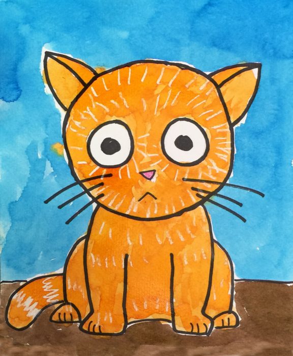 576x700 Big Head Cat Art Projects For Kids - Big Head Drawing