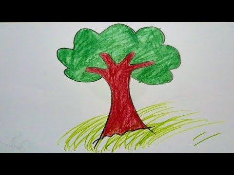 480x360 How To Draw A Green Big Tree For Kids Drawing Tutorial Drawing - Big Tree Drawing
