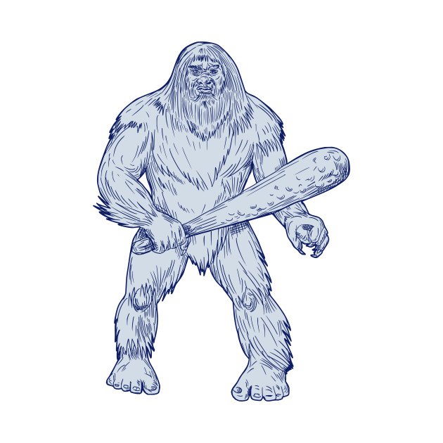 630x630 bigfoot holding club standing drawing - Bigfoot Drawing